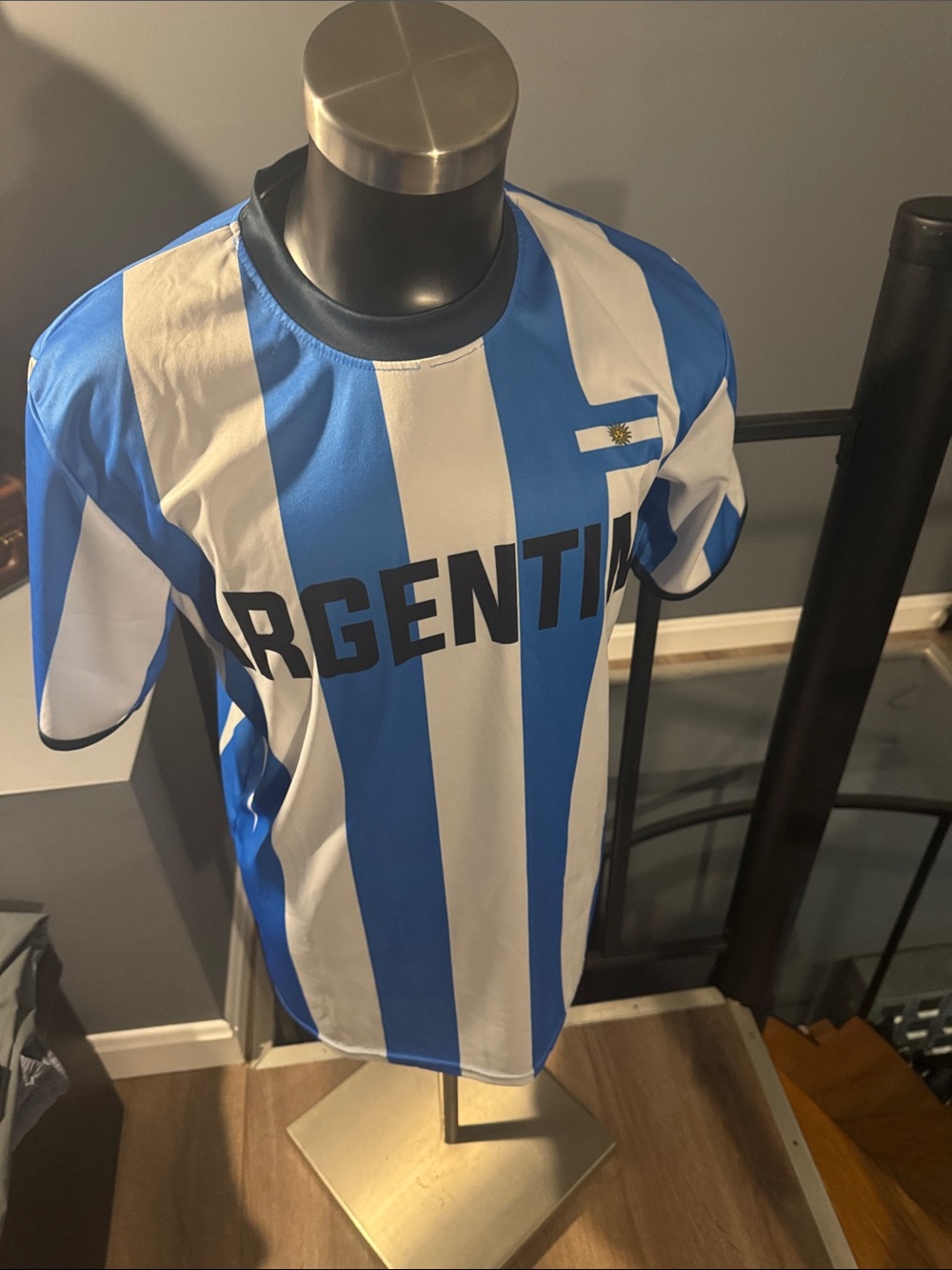 Argentina Stripe Kids Soccer Jersey - Blue & White